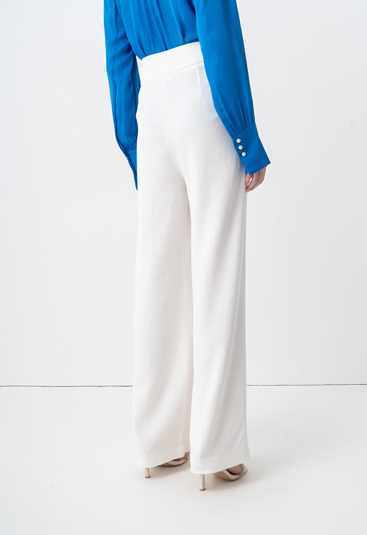 Choice Solid High-Waist Trousers Offwhite