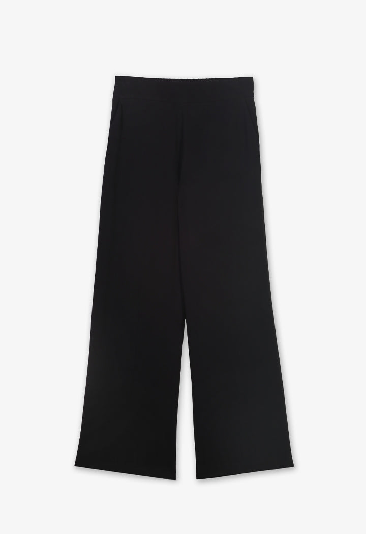 Choice Solid Wide Leg Trousers Black