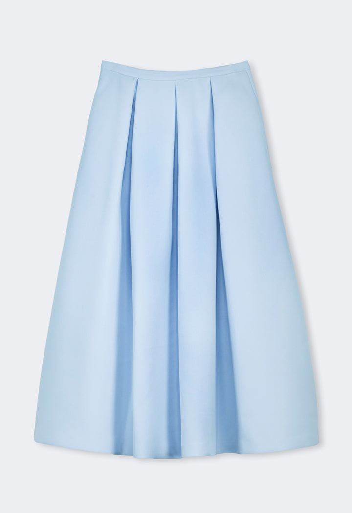 Choice Solid Pleated Maxi Skirt Blue