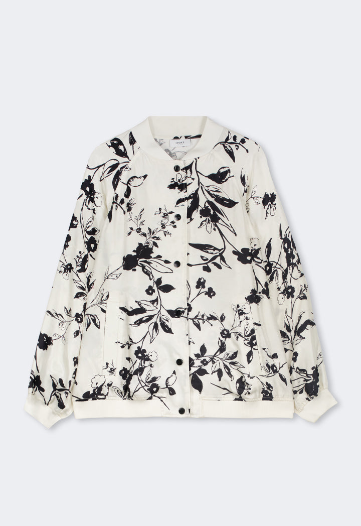 Choice Floral Printed Raglan Sleeves Jacket Sand