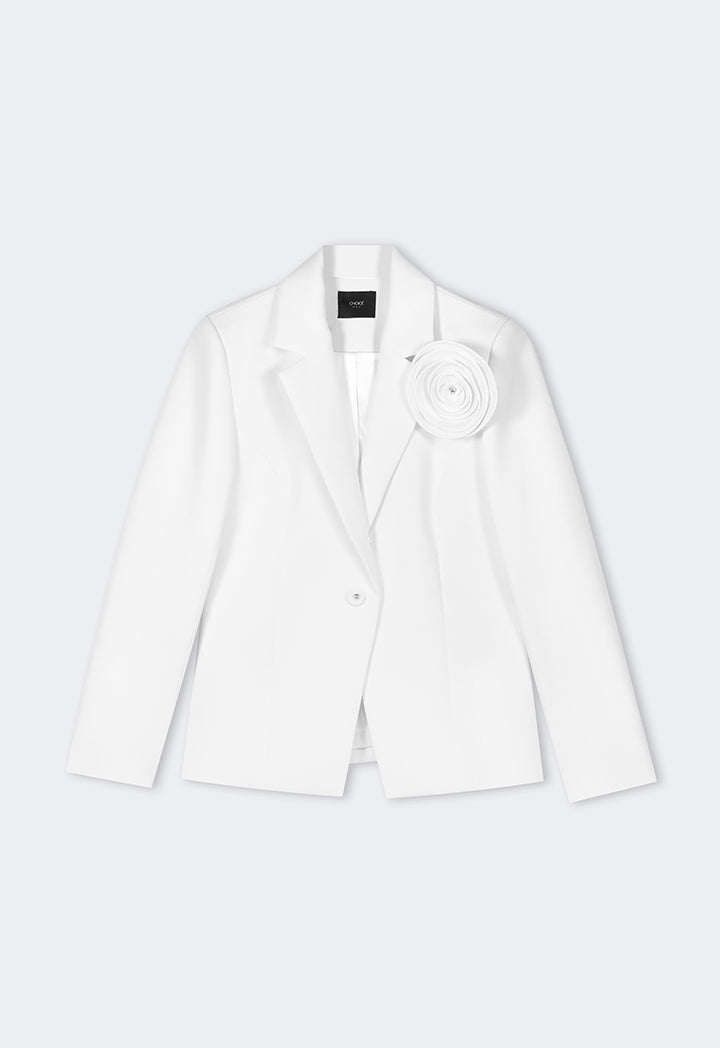 Choice Solid Single Breasted Blazer Off White