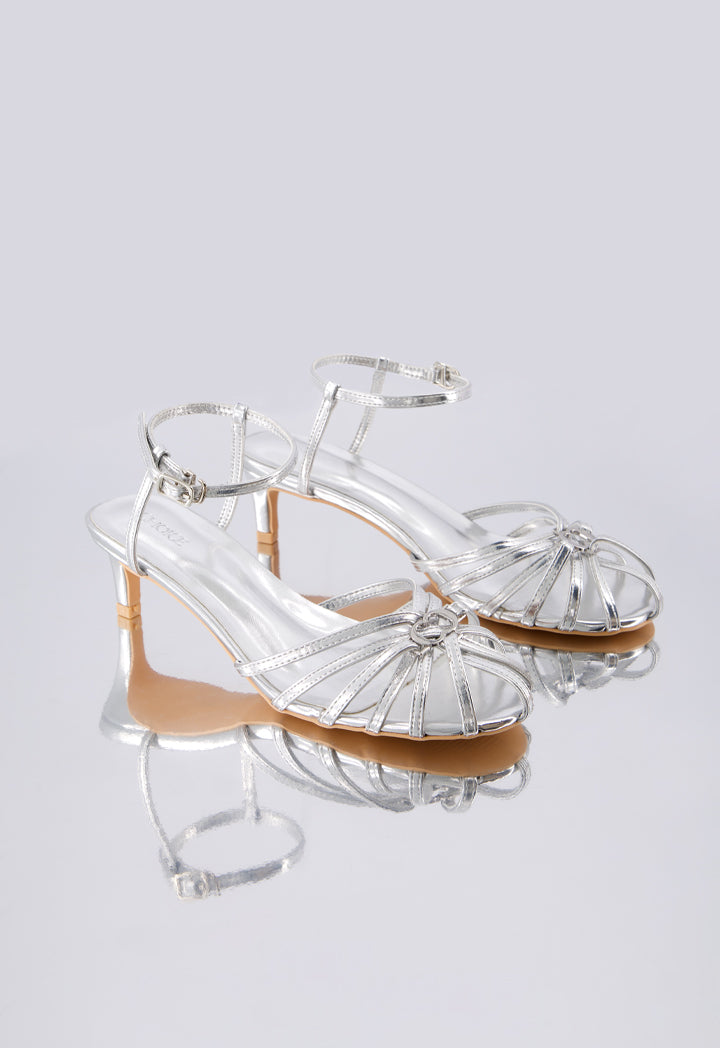 Choice Intricate Metallic Heels Silver