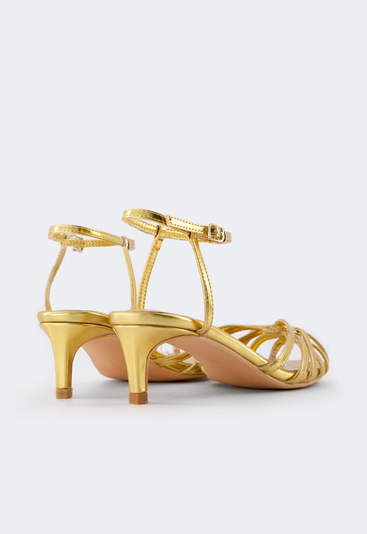 Choice Intricate Metallic Heels Gold