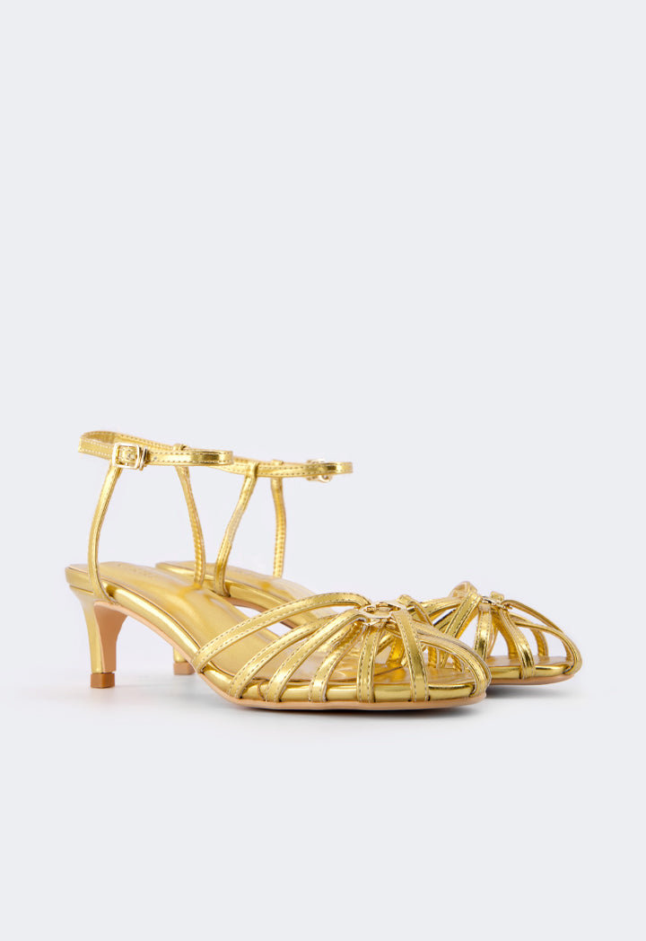 Choice Intricate Metallic Heels Gold