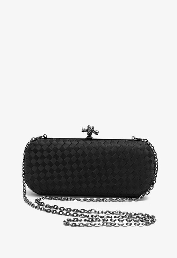 Choice Knot Clasp Woven Clutch Black
