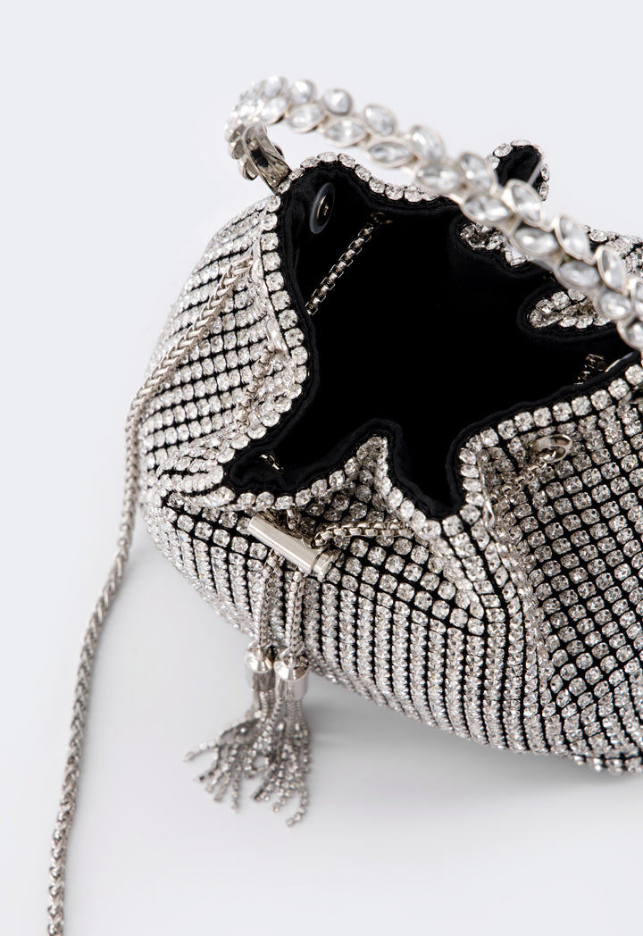 Choice Crystal Bucket Bag Silver