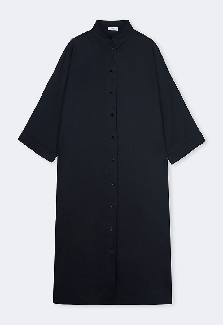 Choice Drop Shoulder Basic Shirt Dress  Black