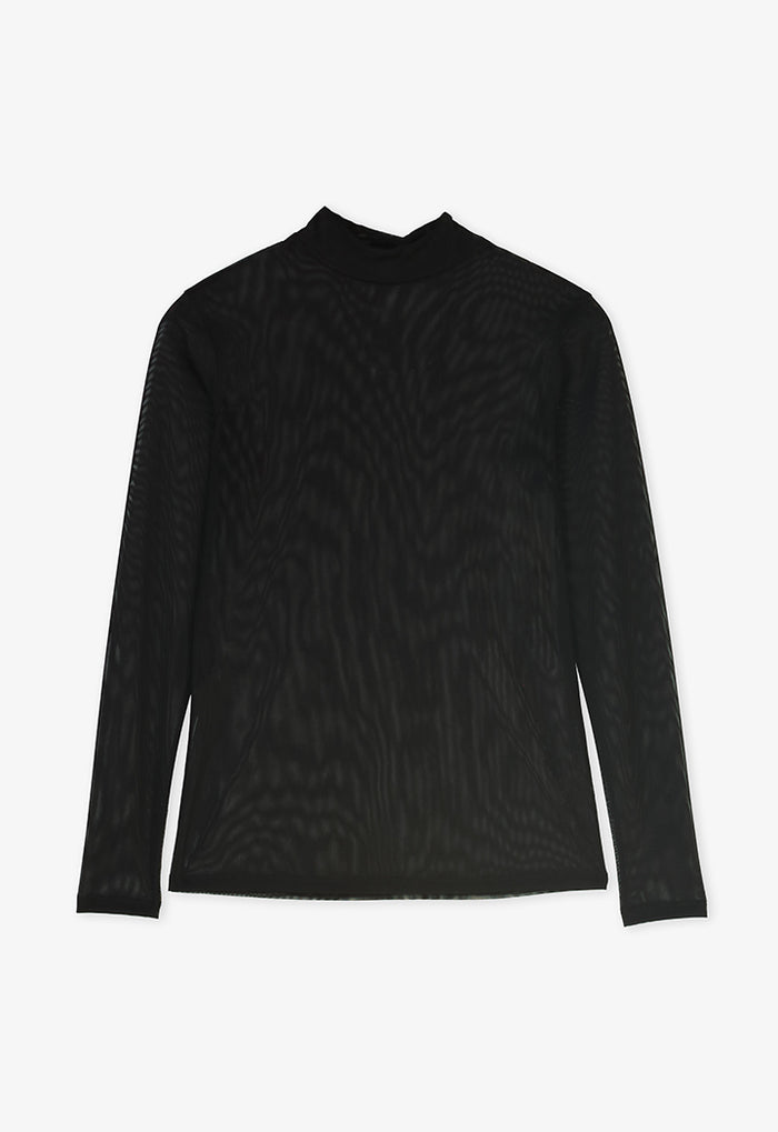 Choice High Neck Long Sleeve Basic Mesh Top Black – Wardrobe