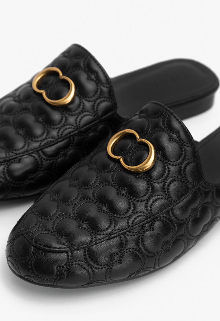 Choice Quilted Embellished Mules Black