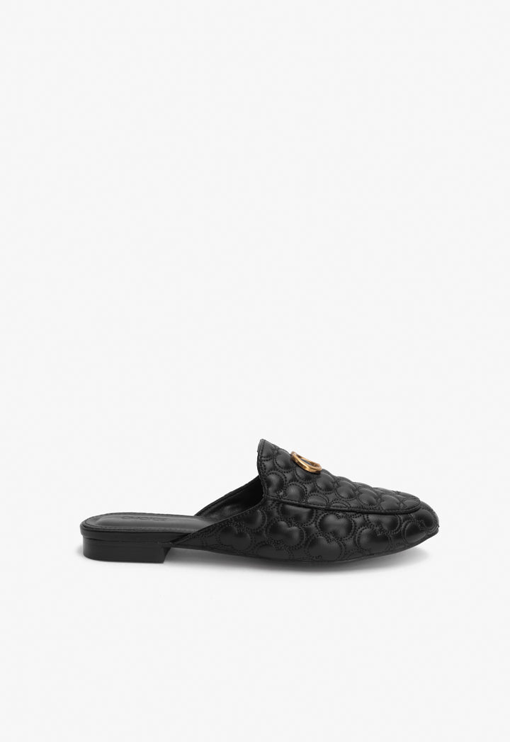 Choice Quilted Embellished Mules Black