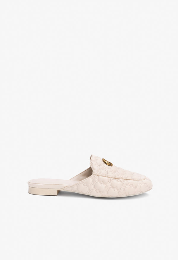 Choice Quilted Embellished Mules Off White
