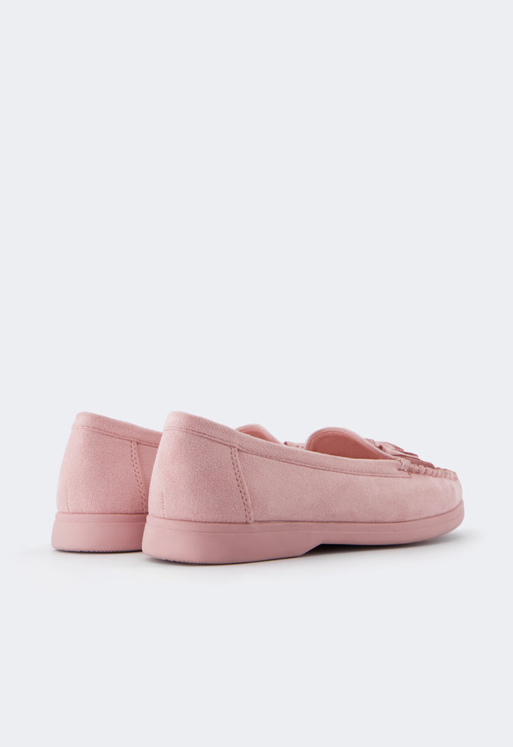 Choice Tassel Suede Loafers Pink