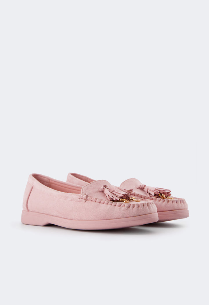 Choice Tassel Suede Loafers Pink