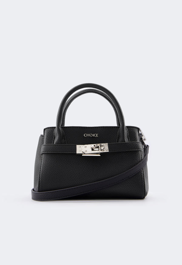 Choice Iconic Metallic Turn Lock Handbag Black