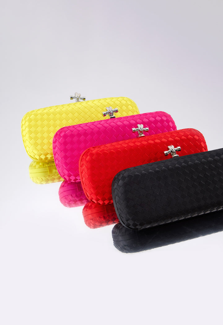 Choice Knot Clasp Woven Clutch Yellow