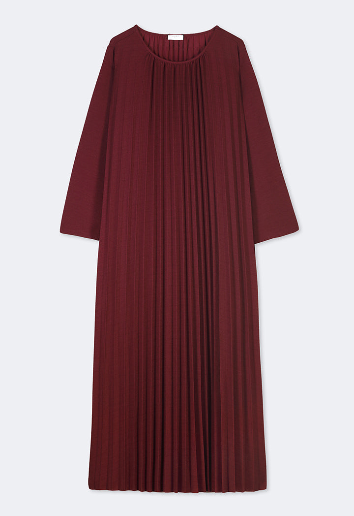 Choice Pleated Maxi Dress Burgundy