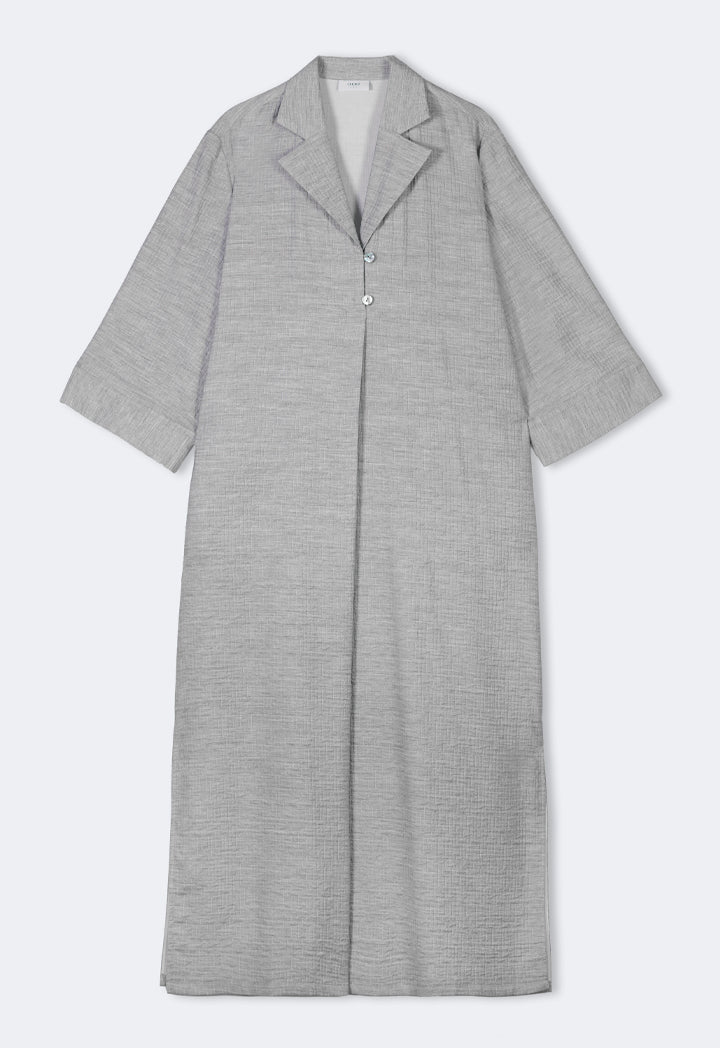 Choice Single Tone Textured Maxi Dress Grey