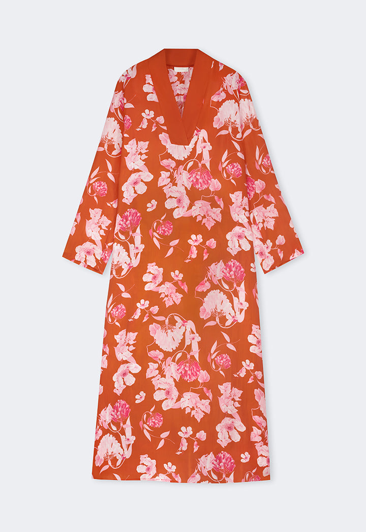 Choice Floral Printed V-Neck Dress Multi Color