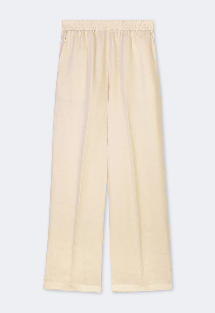 Choice High-Waist Straight-Cut Basic Trousers Beige