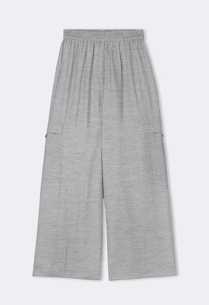 Choice Solid Wide Leg Elasticated Waist Trousers Grey