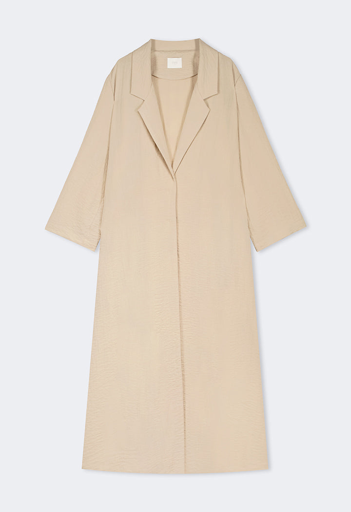 Choice Single Breasted Crinkled Abaya Beige