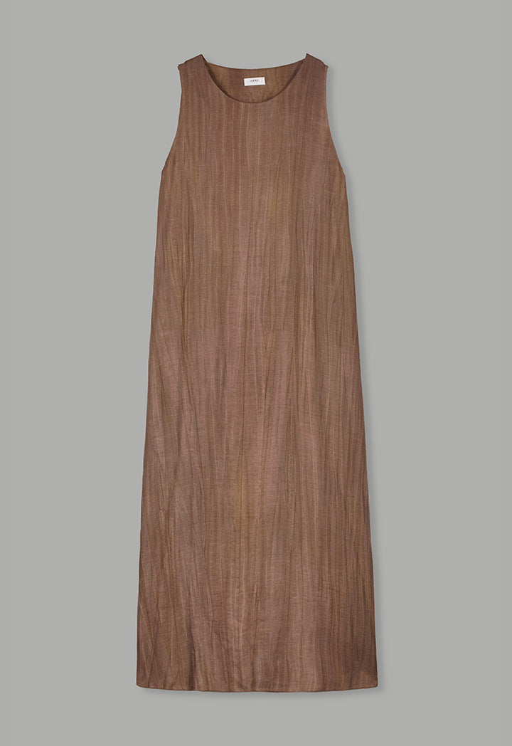 Choice Crinkled Sleeveless Maxi Dress Brown