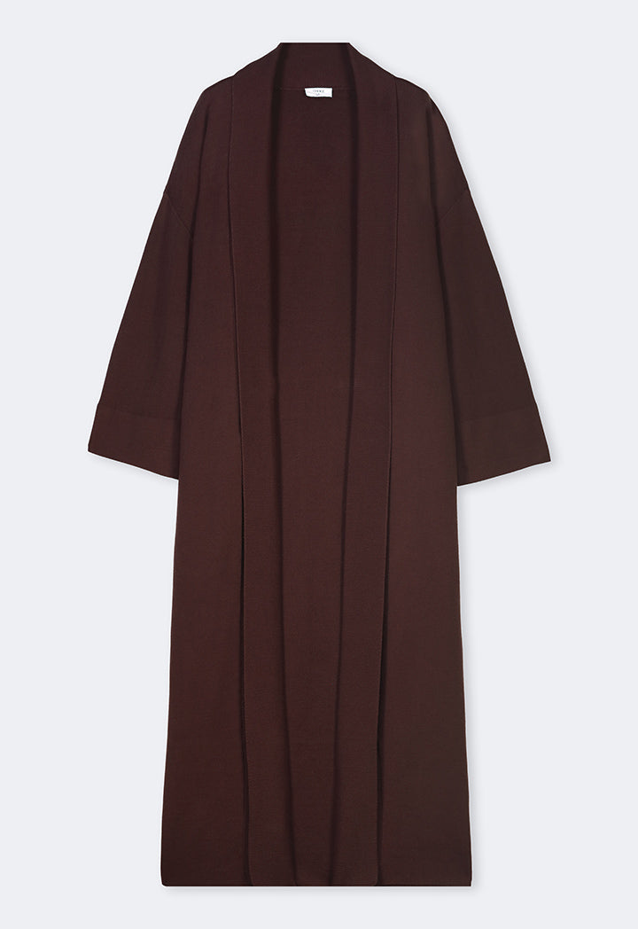 Choice Solid Drop Shoulder Knitted Winter Abaya Brown