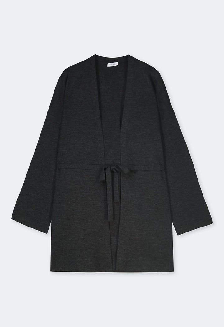 Choice Solid Long Sleeve Knitted Cardigan Anthracite