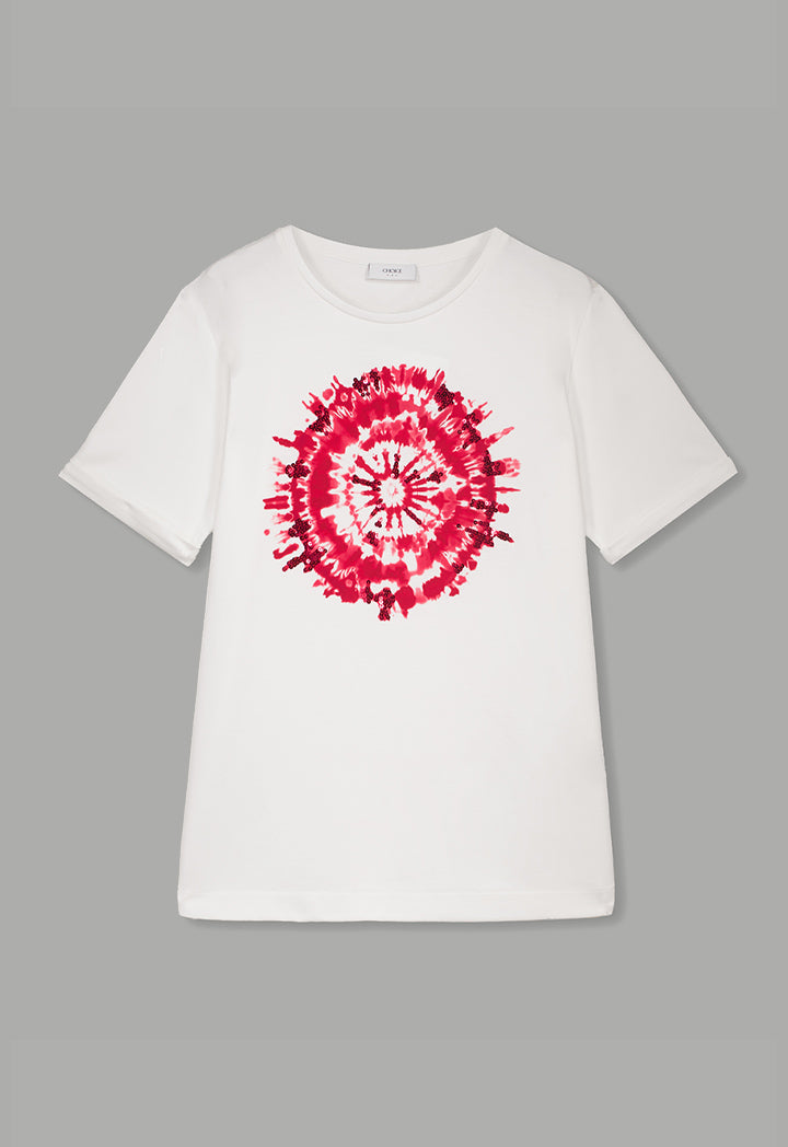 Choice Printed Sequin Embellished T-Shirt Off White