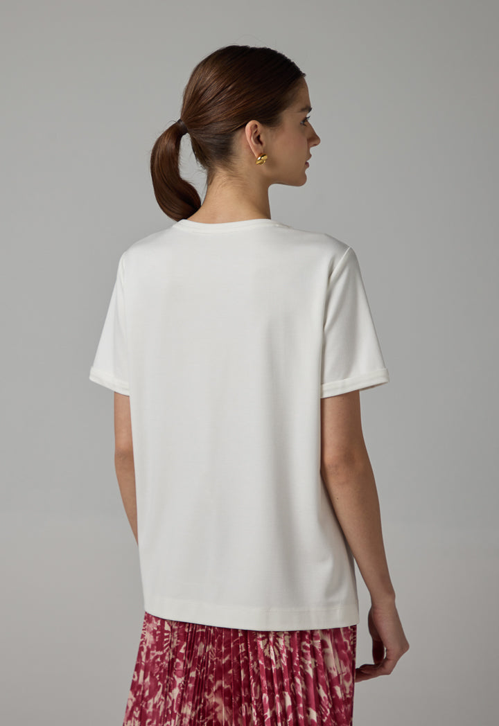 Choice Printed Sequin Embellished T-Shirt Off White