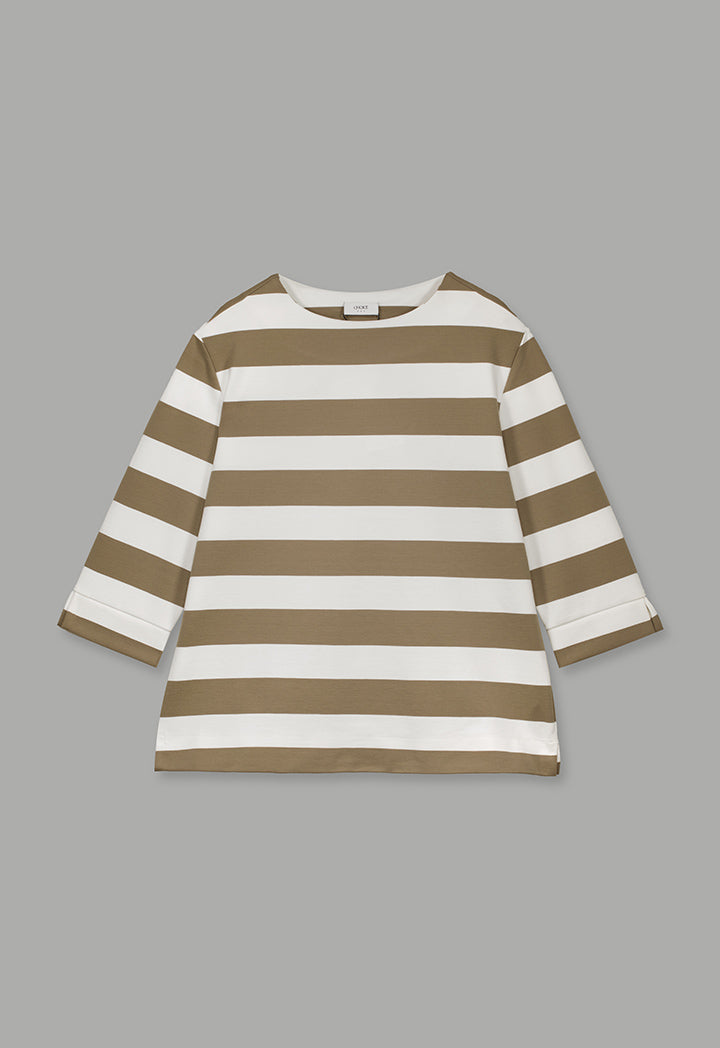 Choice Contrast Striped T-Shirt Offwhite-Beige