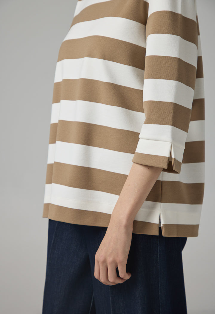 Choice Contrast Striped T-Shirt Offwhite-Beige