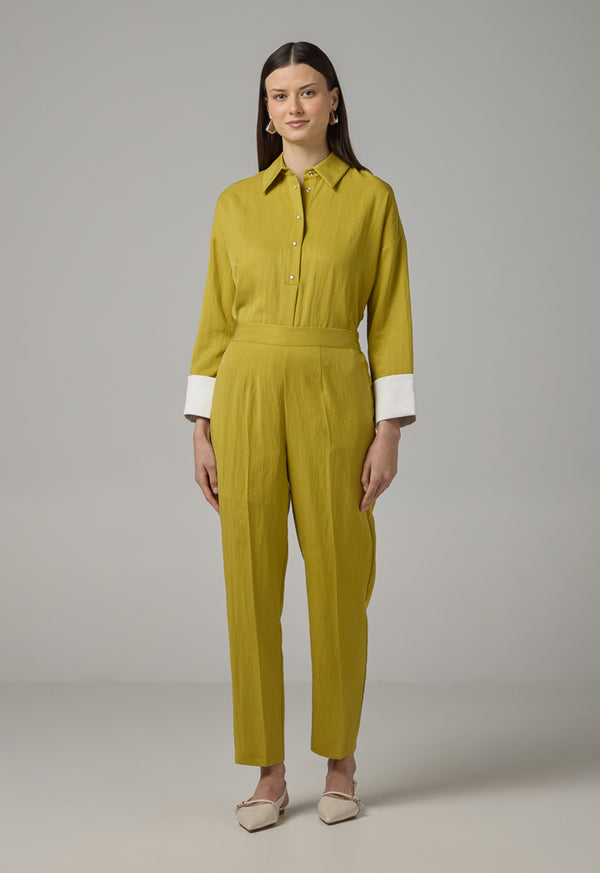 Choice Elastic Waist Basic Trousers Green