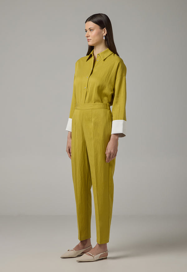 Choice Elastic Waist Basic Trousers Green
