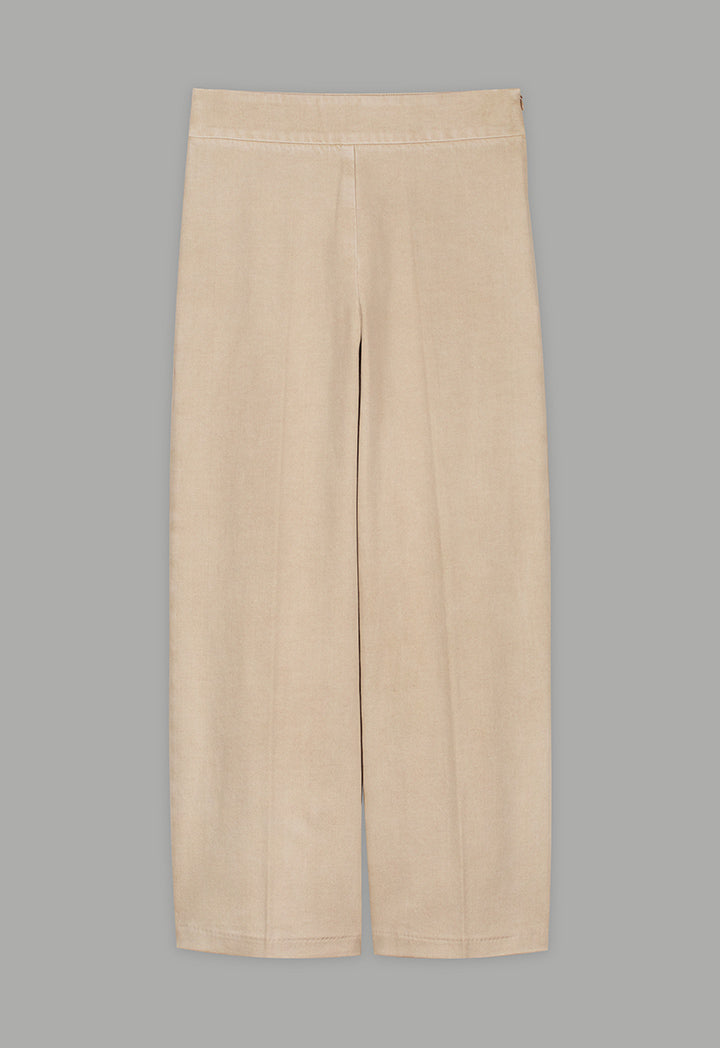 Choice Wide Leg Denim Trousers Beige