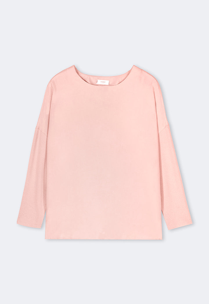 Choice Contrast Long Sleeve Blouse Blush