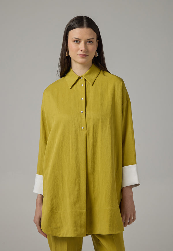 Choice Long Sleeve Solid Blouse Green