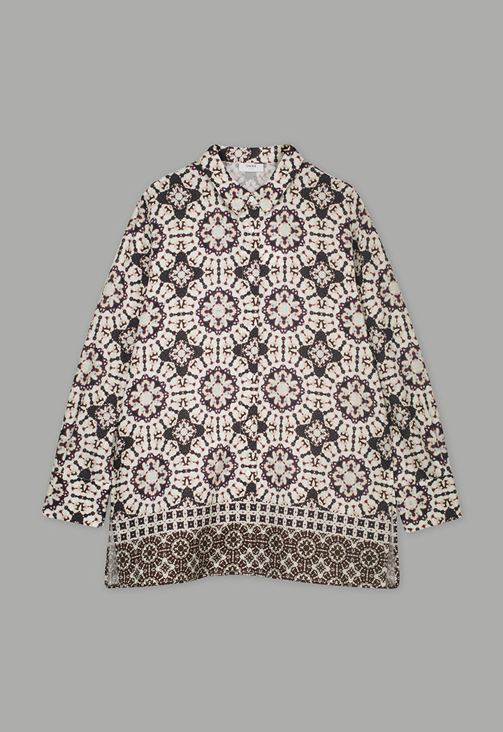 Choice Long Sleeves Printed Shirt Brown