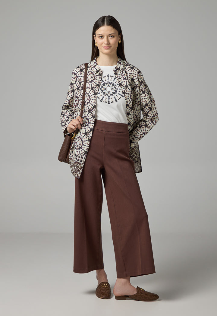Choice Long Sleeves Printed Shirt Brown