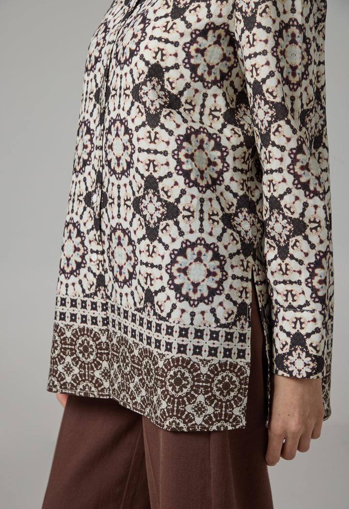 Choice Long Sleeves Printed Shirt Brown