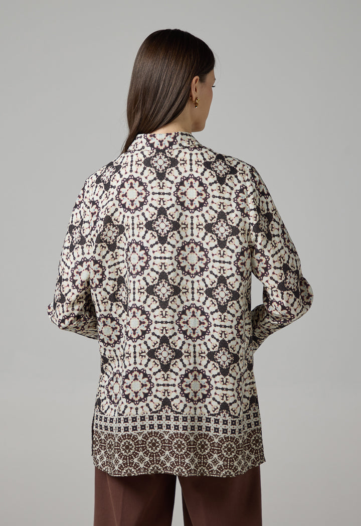 Choice Long Sleeves Printed Shirt Brown