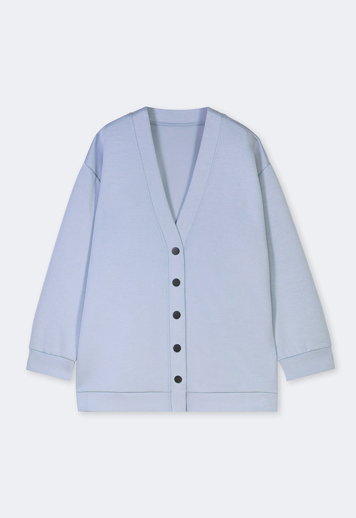 Choice Long Sleeve Drop Shoulder Cardigan Blue