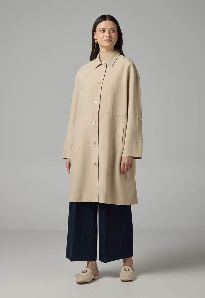 Choice Solid Long Sleeve Midi Jacket Beige – Wardrobe Fashion KW