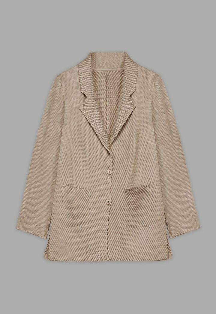 Choice Front Pocket Notched Collar Jacket Beige