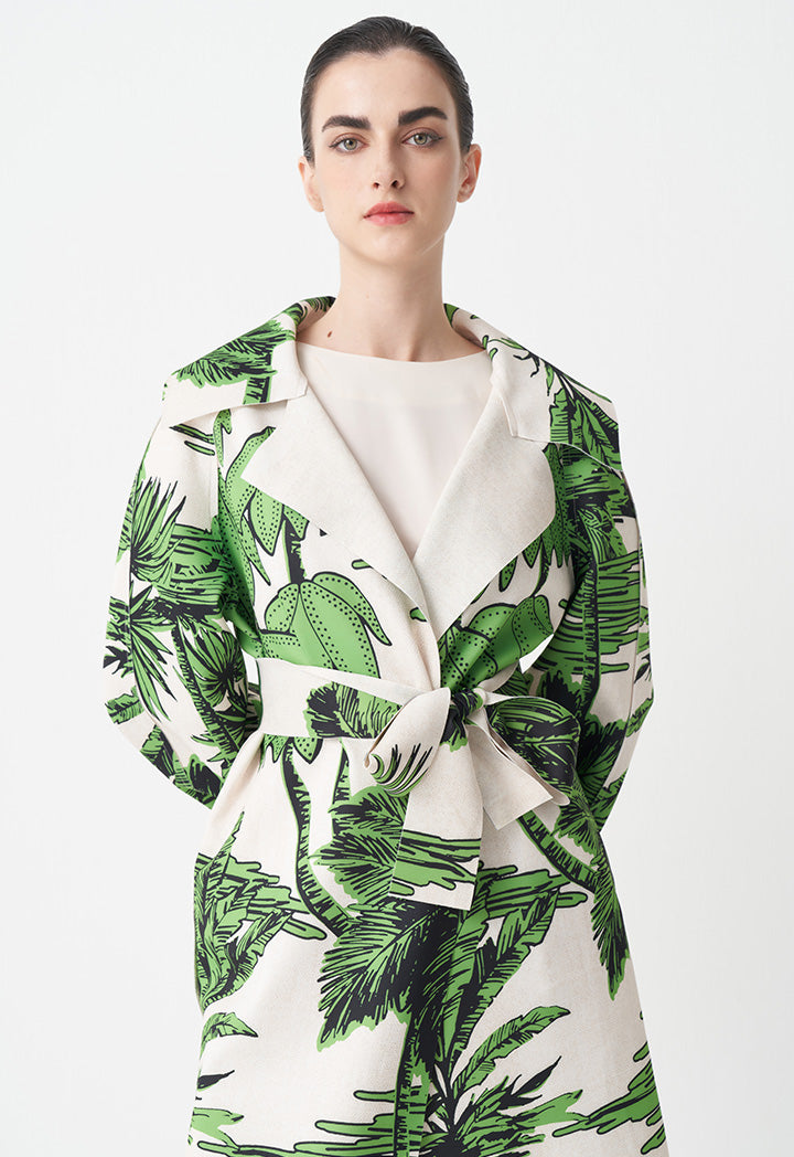 Choice Printed Outerwear With Belt Green Print