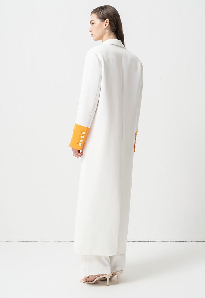 Choice Contrast Long Sleeves Jacket Off White