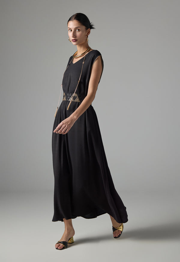 Choice Solid Sleeveless Oversize Dress - Ramadan Style Black