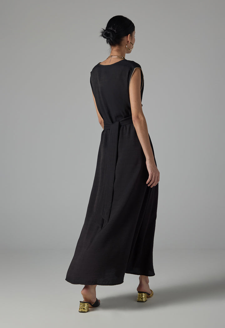 Choice Solid Sleeveless Oversize Dress - Ramadan Style Black