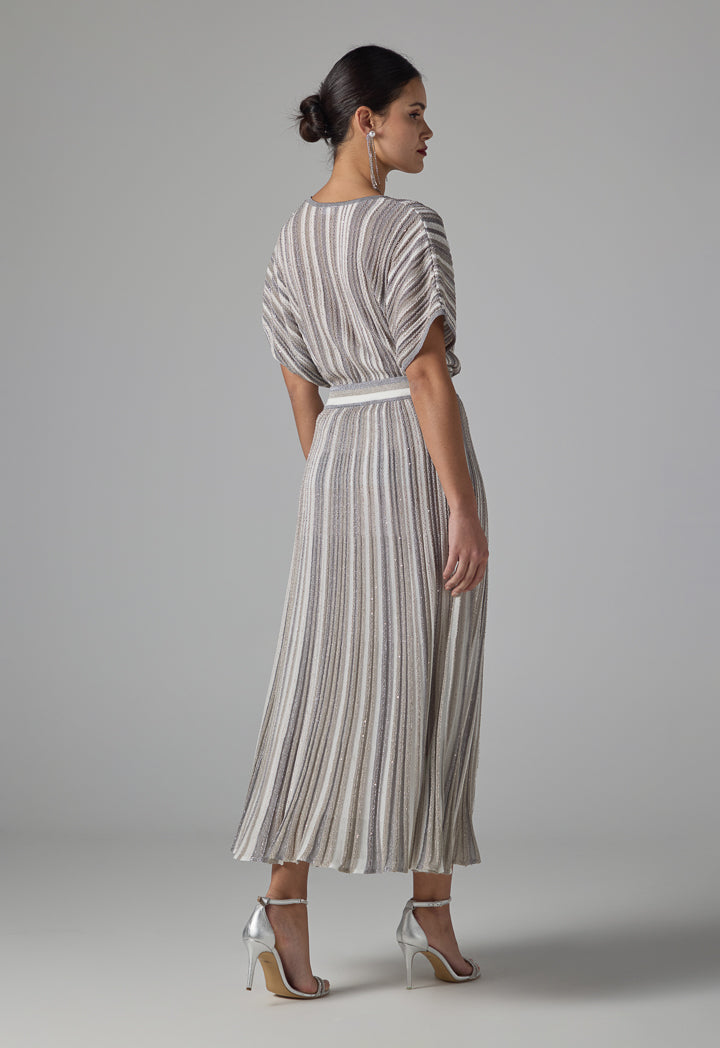 Choice Striped Sequin Maxi Skirt Grey
