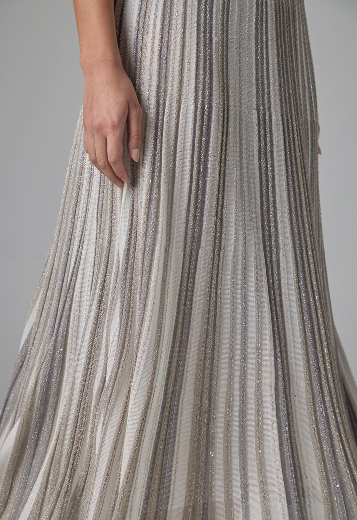 Choice Striped Sequin Maxi Skirt Grey